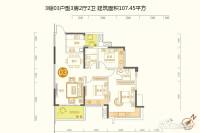 岭南印象3室2厅2卫107.5㎡户型图