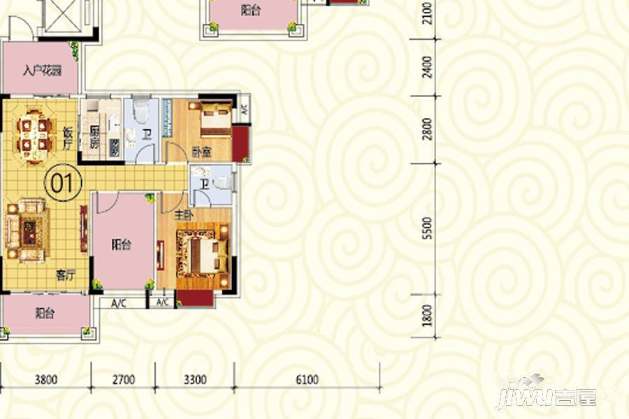 雅逸尚都3室2厅2卫99.3㎡户型图