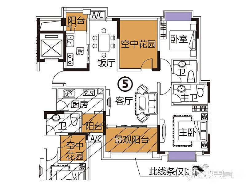 雅逸尚都3室2厅2卫103.5㎡户型图