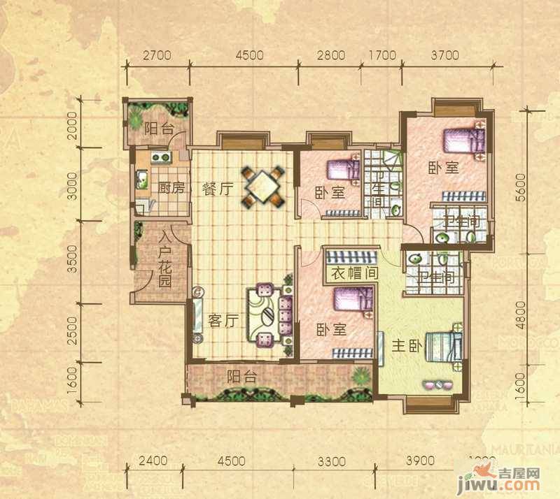 汇侨新城4室4厅4卫160.8㎡户型图