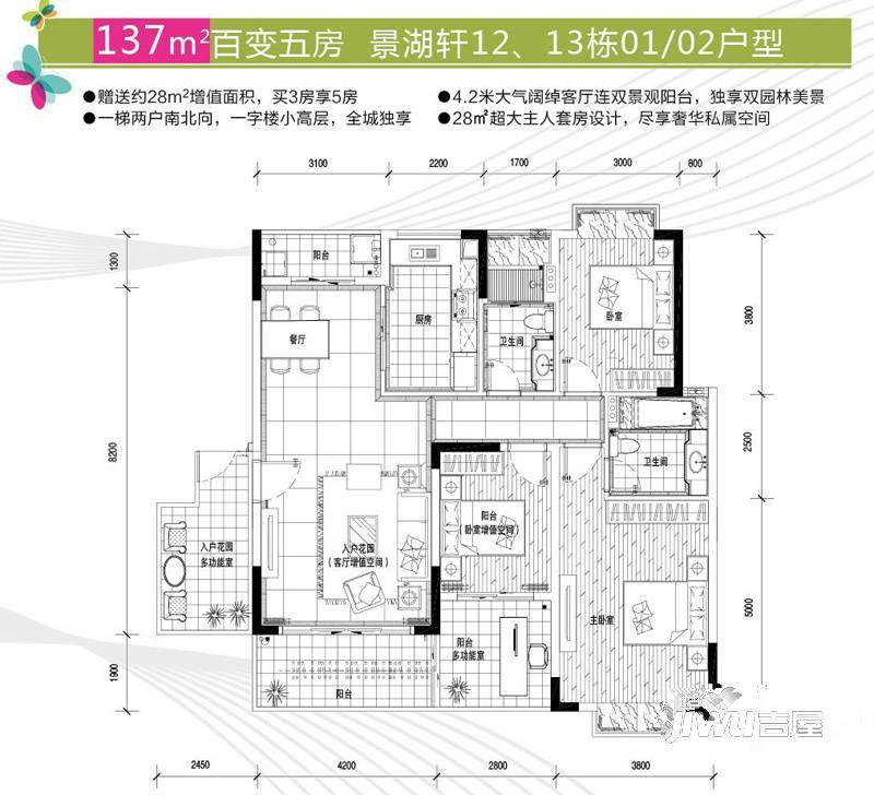 骏凯豪庭3室2厅2卫137㎡户型图