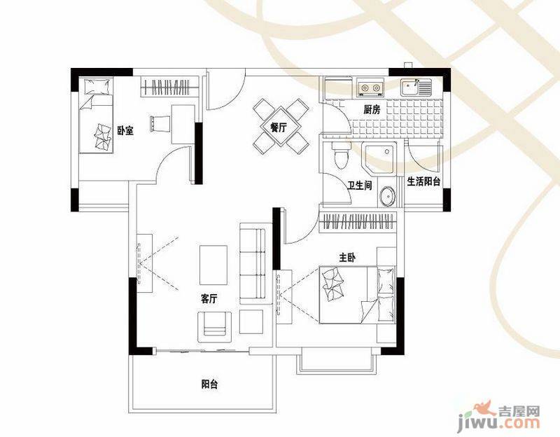 骏凯豪庭2室2厅1卫72㎡户型图