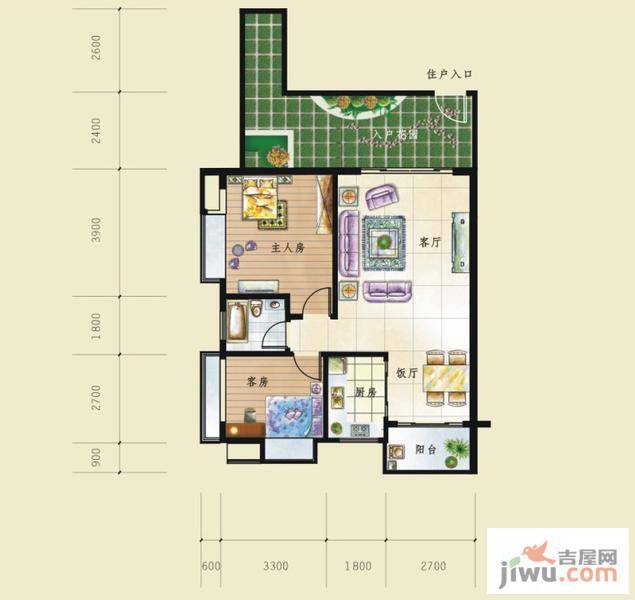 华悦·城市花园2室2厅0卫87.1㎡户型图