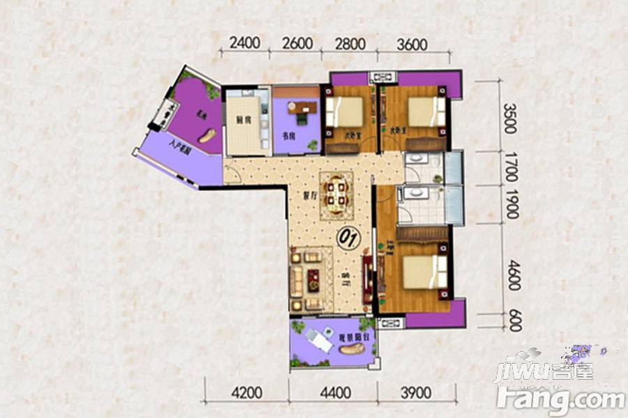 沃华中环广场4室2厅2卫140.4㎡户型图