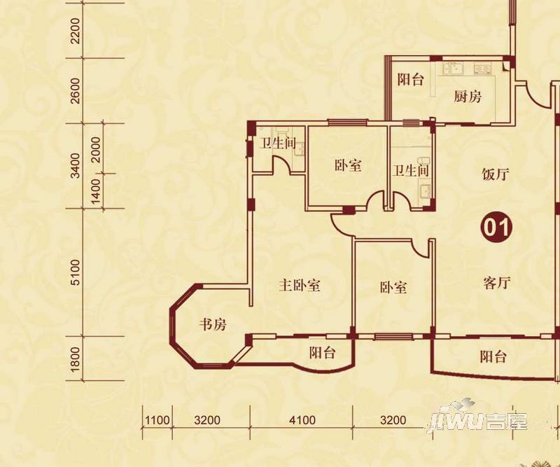 侨雅花苑3室2厅2卫157.9㎡户型图