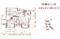 蓬江玉圭园3室2厅2卫117㎡户型图