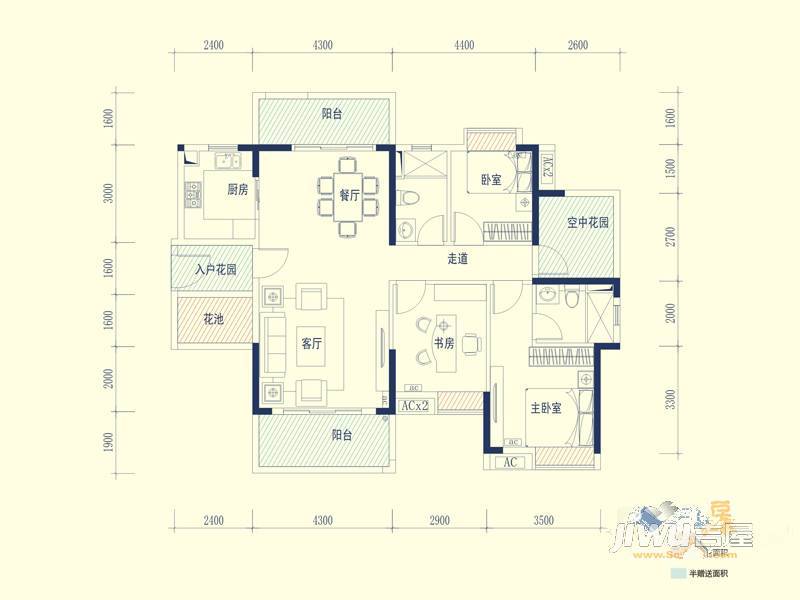 保利山水城3室2厅2卫125㎡户型图