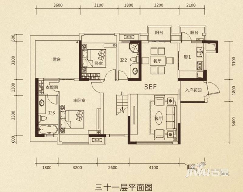 鼎峰公园豪庭4室3厅4卫204.6㎡户型图