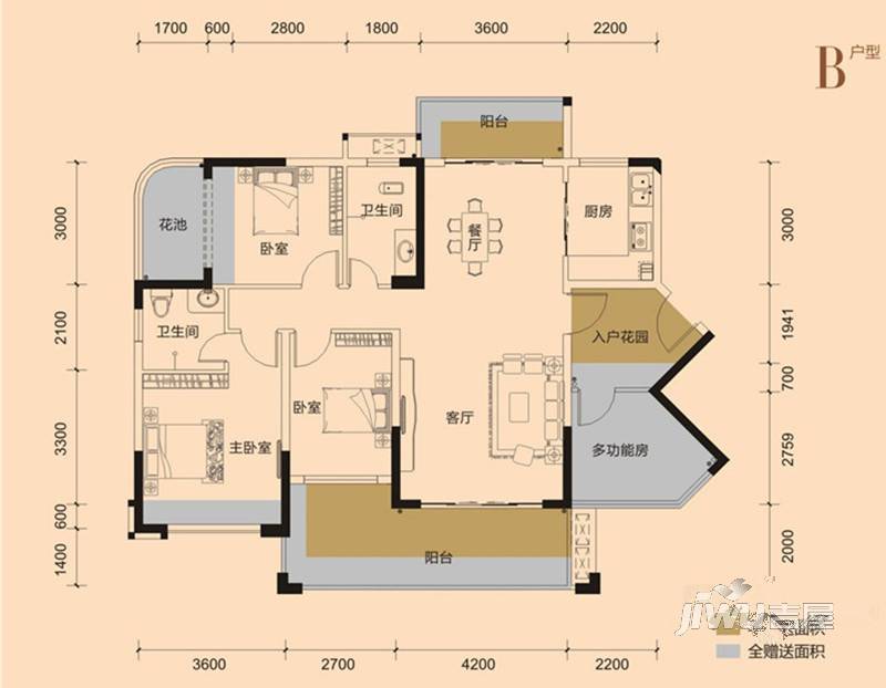 新怡·美丽家园4室2厅2卫户型图