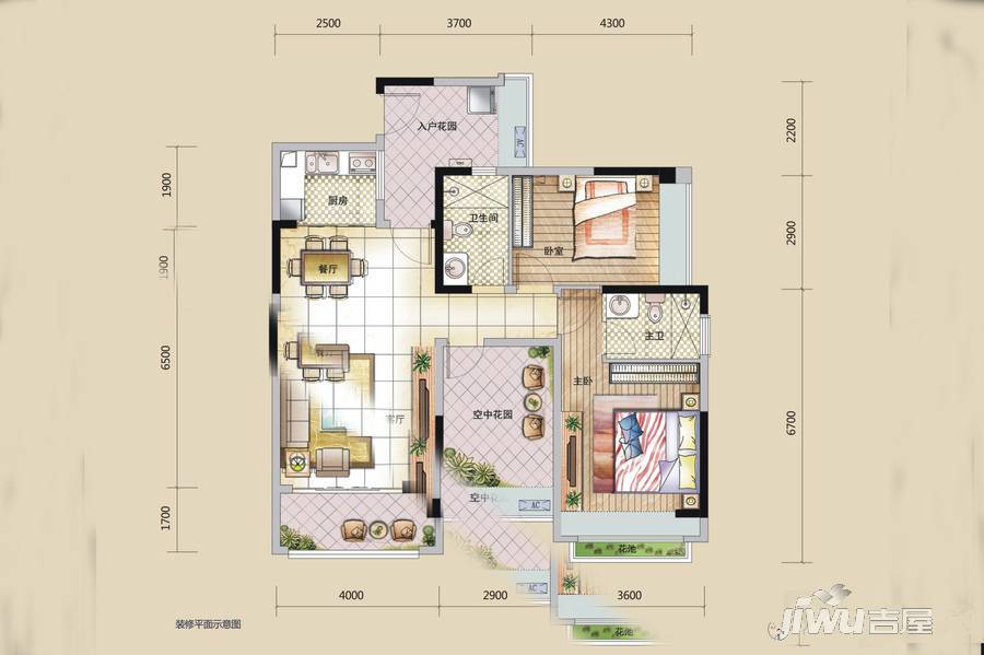 龙城一品2室2厅2卫103.5㎡户型图