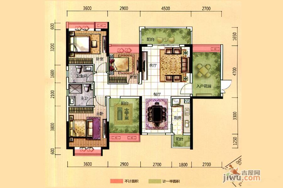 龙光城3室2厅2卫122㎡户型图