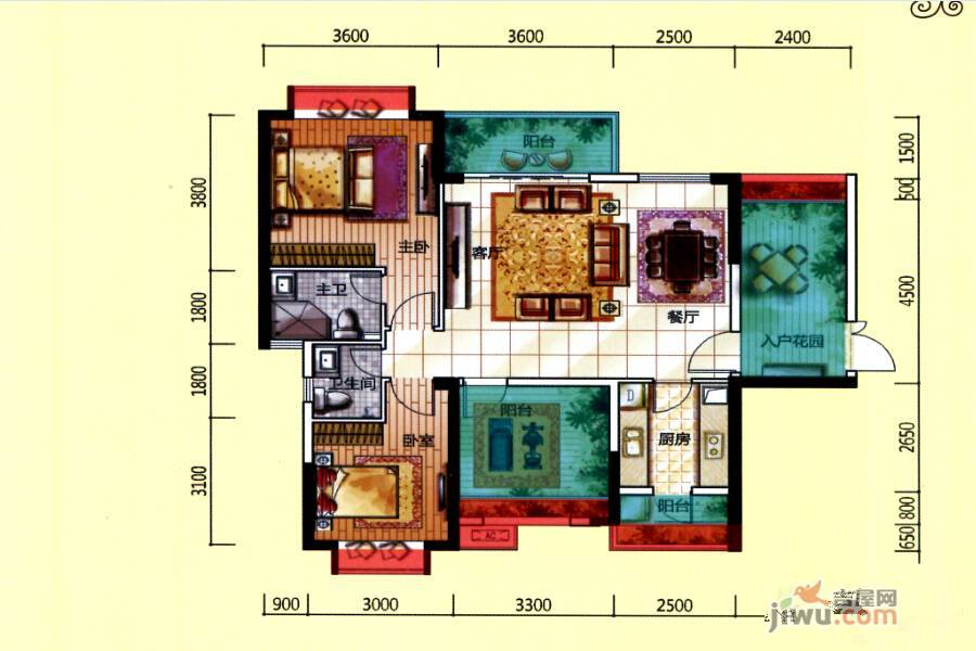 龙光城4室2厅2卫108㎡户型图