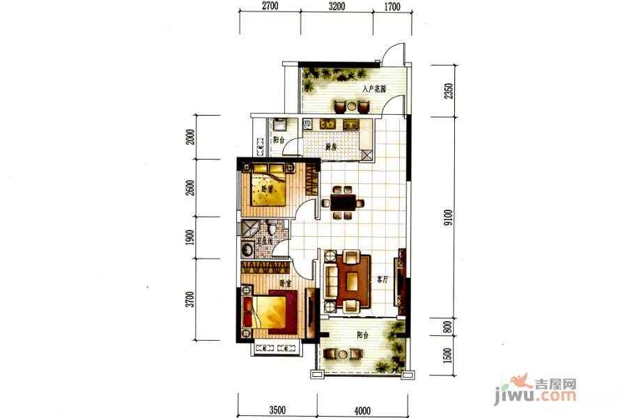 龙光城3室2厅2卫92㎡户型图