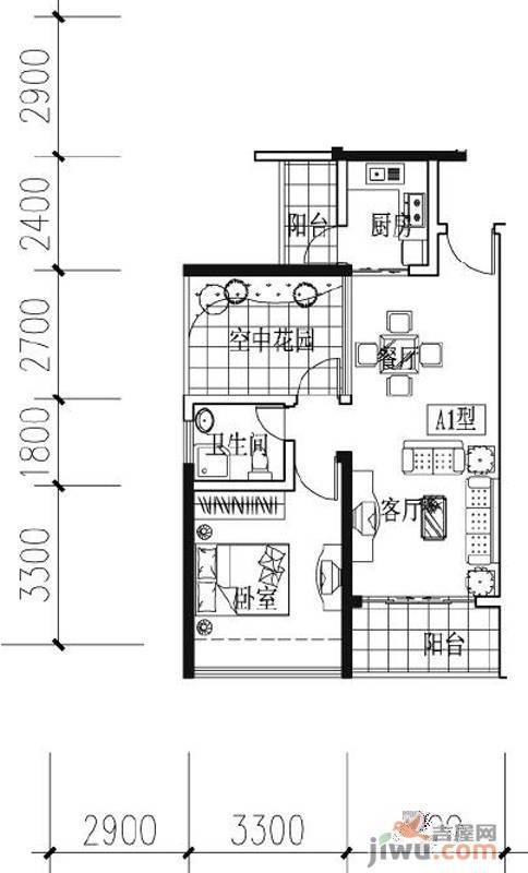 凯南莱弗城2室2厅1卫69.3㎡户型图