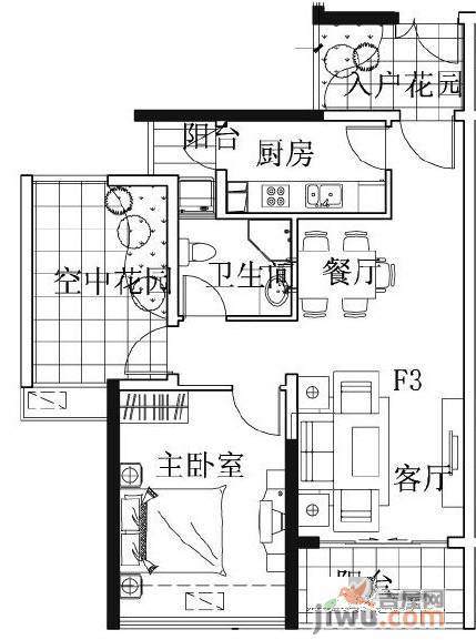 凯南莱弗城2室2厅1卫71.2㎡户型图