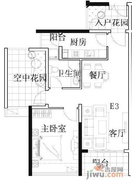 凯南莱弗城2室2厅1卫72.6㎡户型图