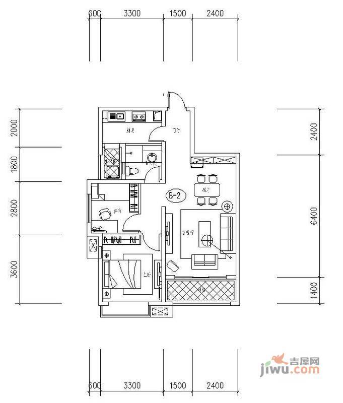 新华联广场2室2厅1卫81.5㎡户型图