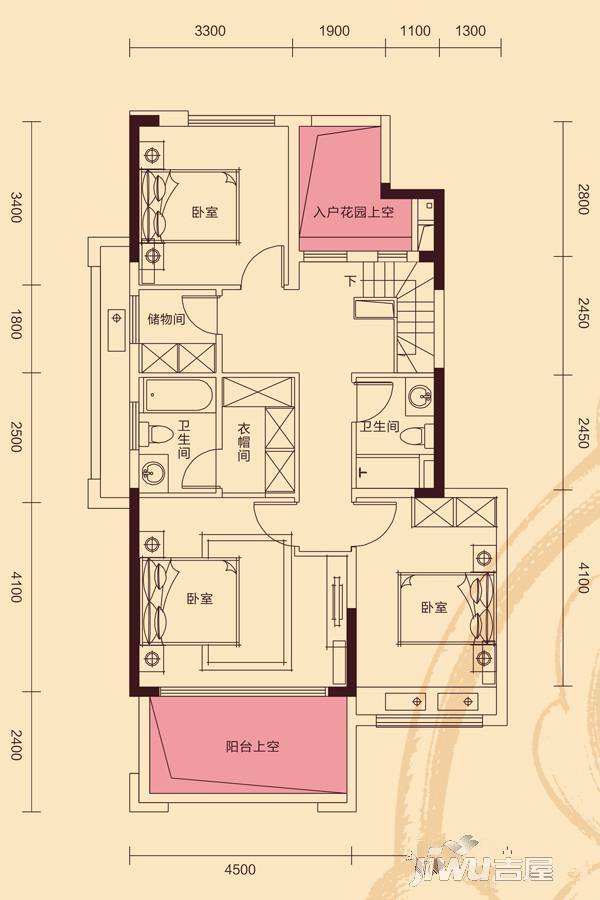 惠东国际新城4室2厅3卫180㎡户型图
