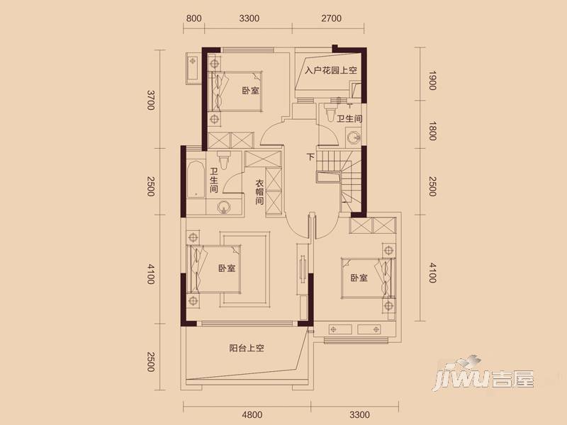 惠东国际新城4室2厅3卫163㎡户型图