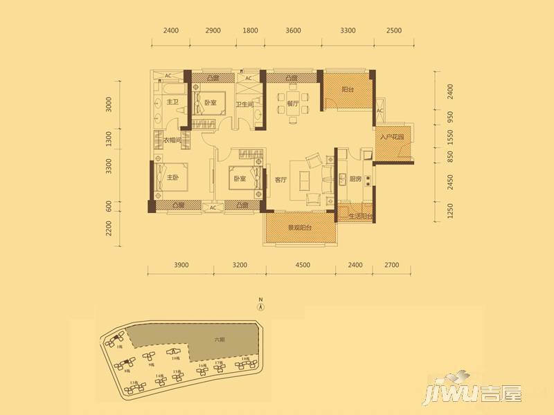 中信凯旋城4室2厅2卫138㎡户型图