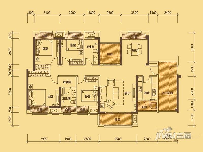 中信凯旋城4室2厅2卫140㎡户型图