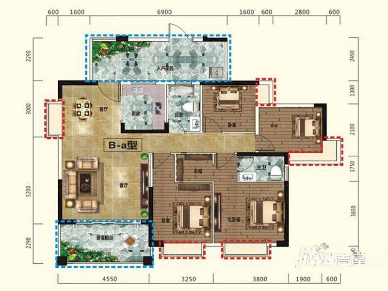 山语豪庭4室2厅2卫143㎡户型图