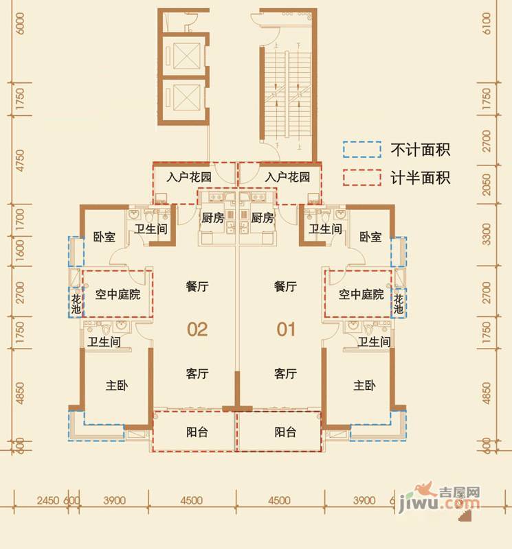 鹏达御西湖2室2厅2卫120㎡户型图