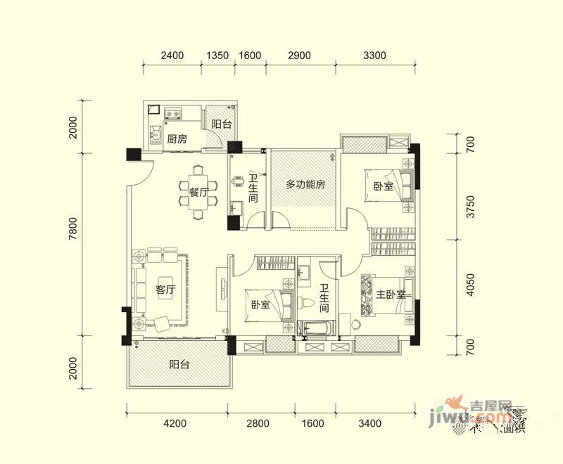 宏新蜜糖小城3室2厅2卫115㎡户型图