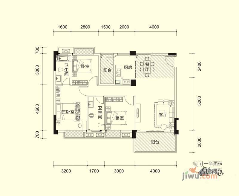 宏新蜜糖小城3室2厅2卫101㎡户型图