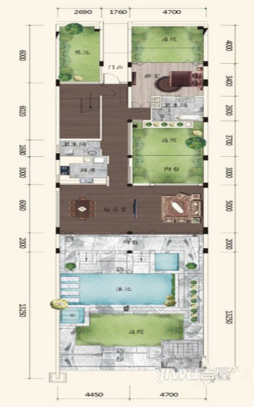 中海汤泉3室3厅4卫270㎡户型图