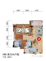 嘉逸园3室2厅2卫115.3㎡户型图