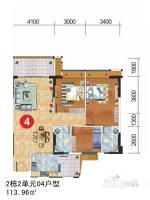 嘉逸园3室2厅2卫114㎡户型图