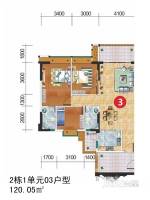 嘉逸园3室2厅2卫120㎡户型图