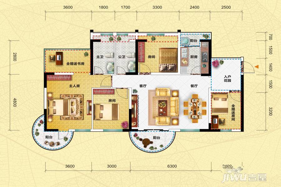 三和国际花园城5室2厅2卫118㎡户型图