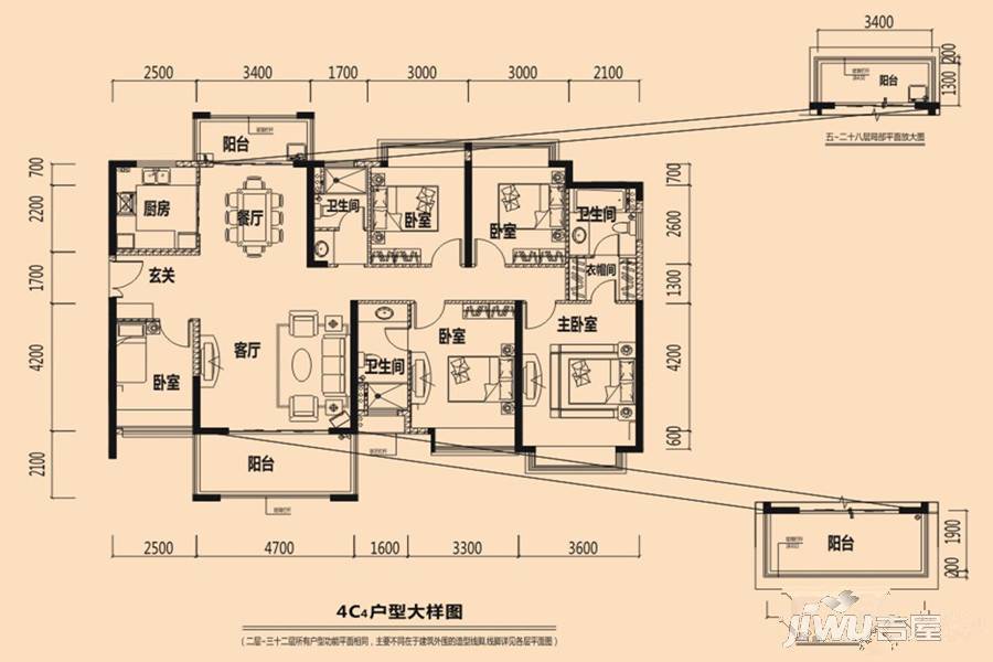 鼎峰公园豪庭5室2厅3卫176.9㎡户型图