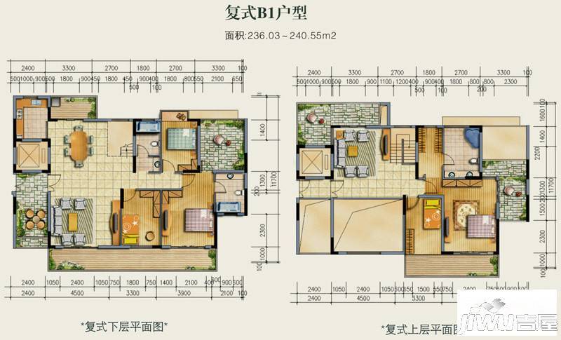 华基江山局外5室3厅3卫236㎡户型图