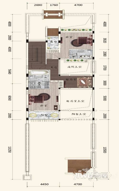 中海汤泉3室3厅4卫270㎡户型图