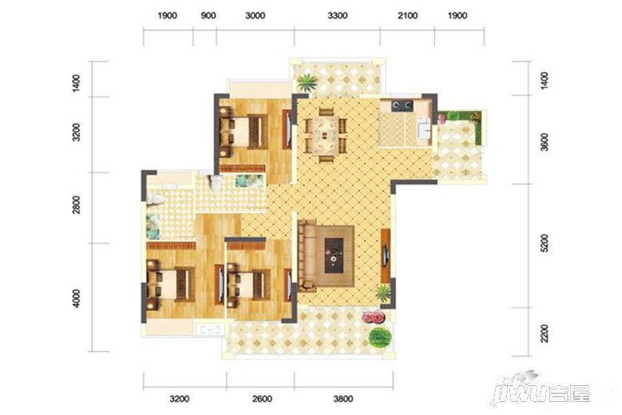 碧桂园翠湖湾3室2厅2卫113.8㎡户型图