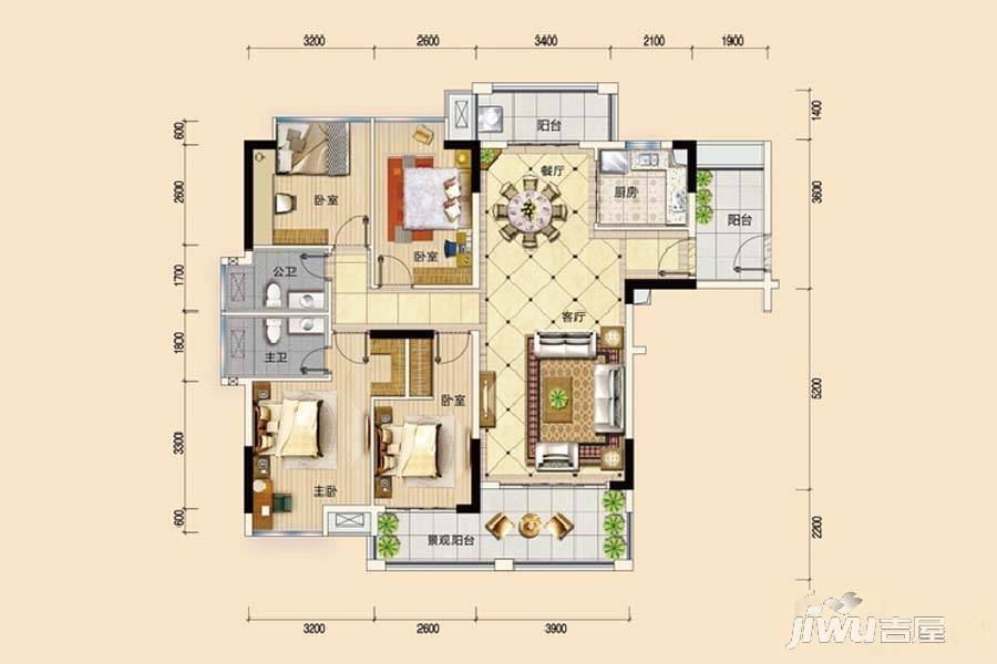 碧桂园翠湖湾4室2厅2卫127㎡户型图