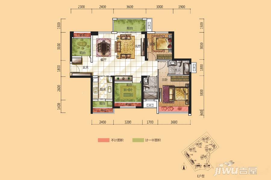 龙光城4室2厅2卫107㎡户型图