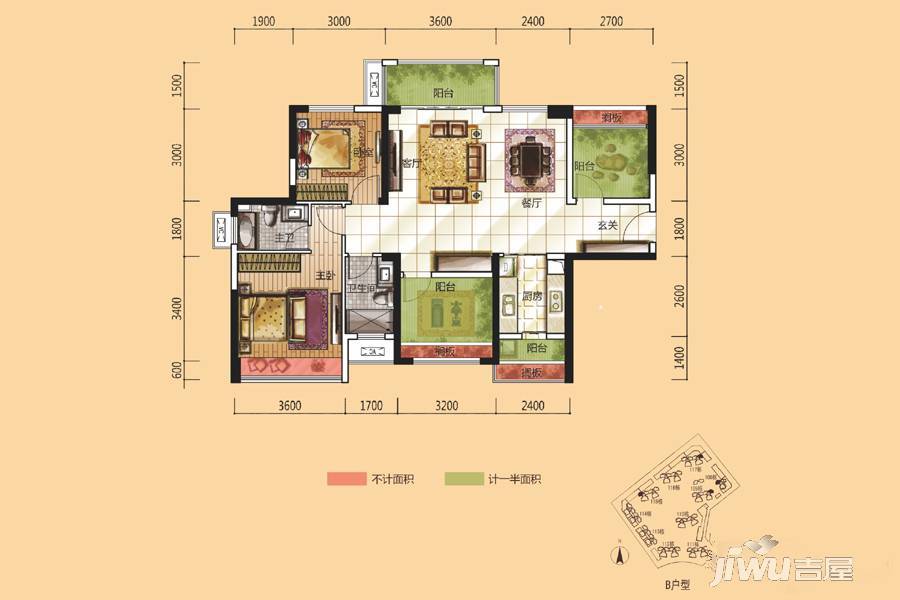 龙光城4室2厅2卫109㎡户型图