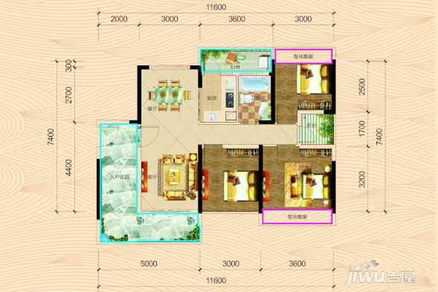 夏日南庭三期2室2厅1卫89㎡户型图