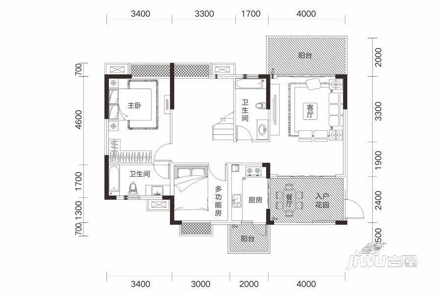 宏新蜜糖小城4室2厅4卫167㎡户型图