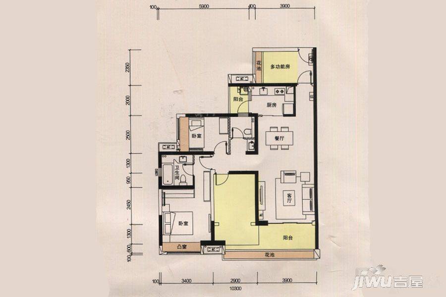 中洲半岛城邦4室2厅2卫113㎡户型图