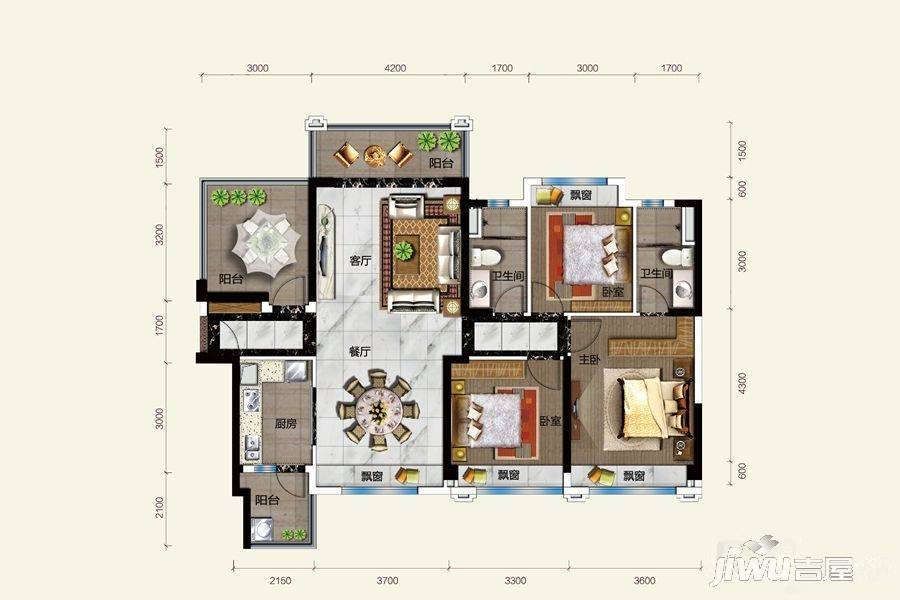 碧桂园翠湖湾3室2厅2卫126㎡户型图