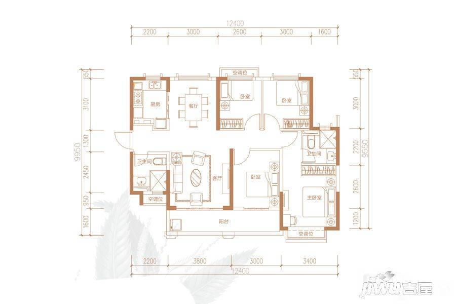 惠阳恒大棕榈岛4室2厅2卫126㎡户型图