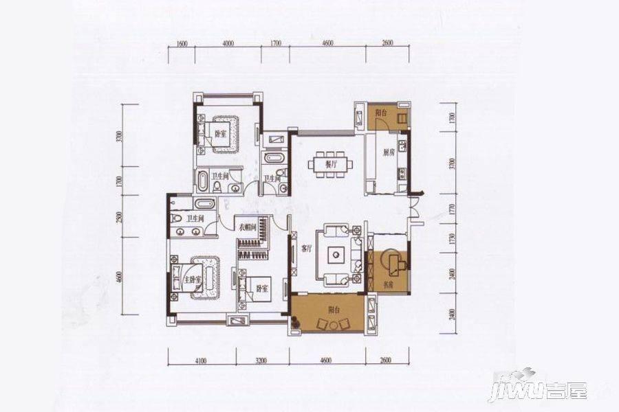 方直·君御3室2厅3卫183㎡户型图