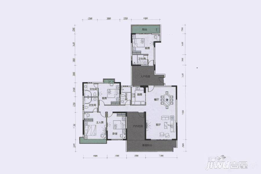 恒福山语海4室3厅4卫228㎡户型图