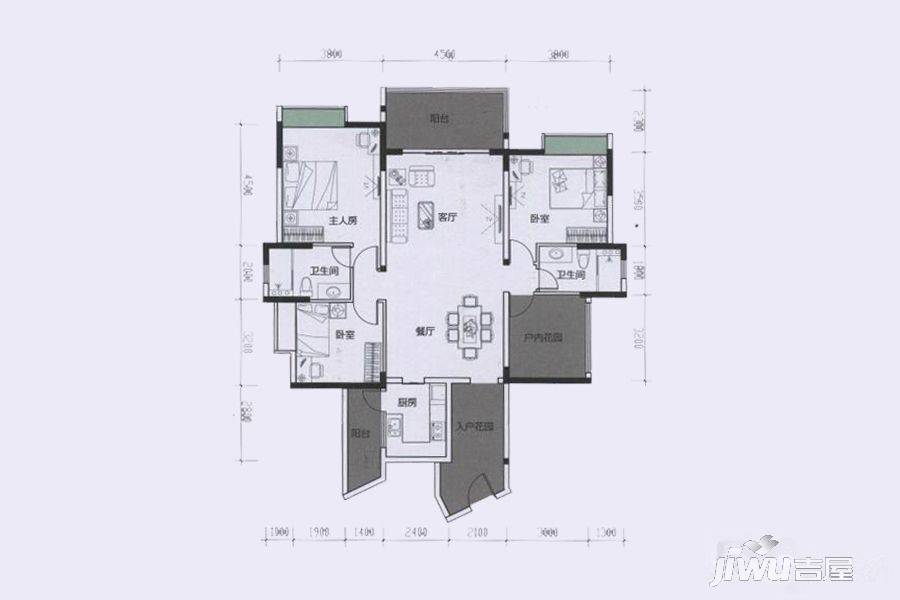 恒福山语海3室2厅2卫145㎡户型图