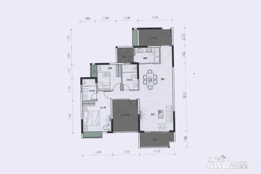 恒福山语海2室2厅2卫121㎡户型图